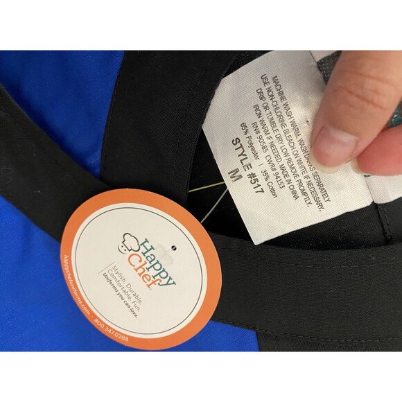 Happy Chef Uniform Shirt Lot Of 2 Mens Medium Blue Snap Button Front #517 New - Picture 9 of 9